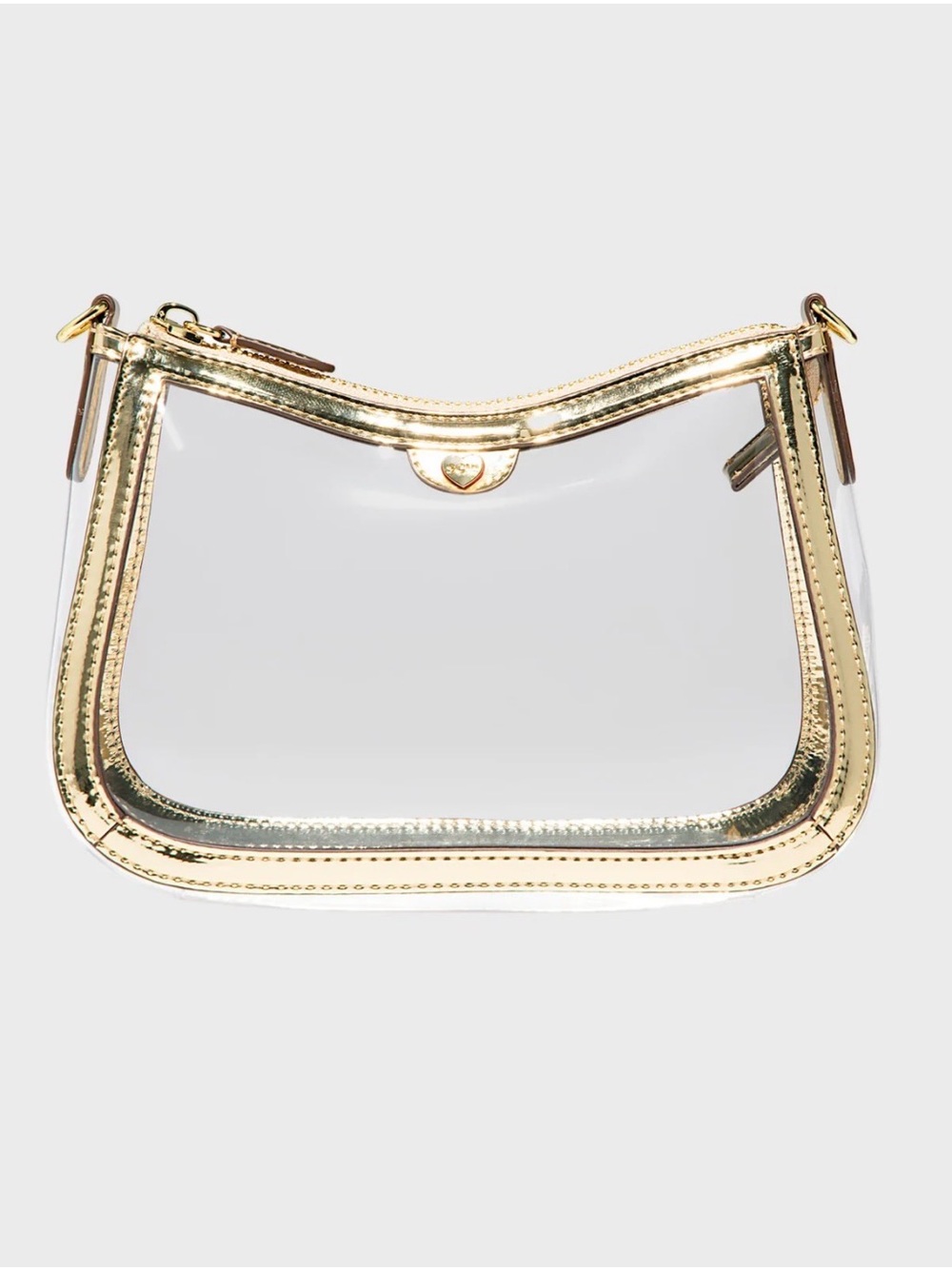 STONEY CLOVER LANE | Gold Clear Curved East/West Stadium Crossbody